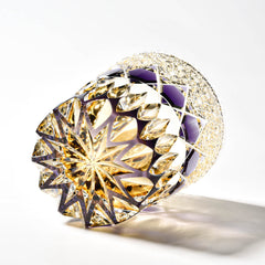 Luxury Edo Kiriko Whiskey Glass - Handcrafted Fluorite-Hued Crystal - Old Fashioned Tumbler & Wooden Gift Box(10oz)