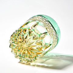 Edo Kiriko Emerald Prism | Hand Cut Crystal Whiskey Glass & Old Fashioned Rocks Glass | Luxury Gift in Wooden Box (10oz)