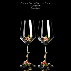 Metallic Flower Crystal Wine Glasses with Decanter Suitcase Set