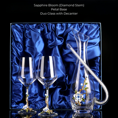 Metallic Flower Crystal Wine Glasses with Decanter Suitcase Set