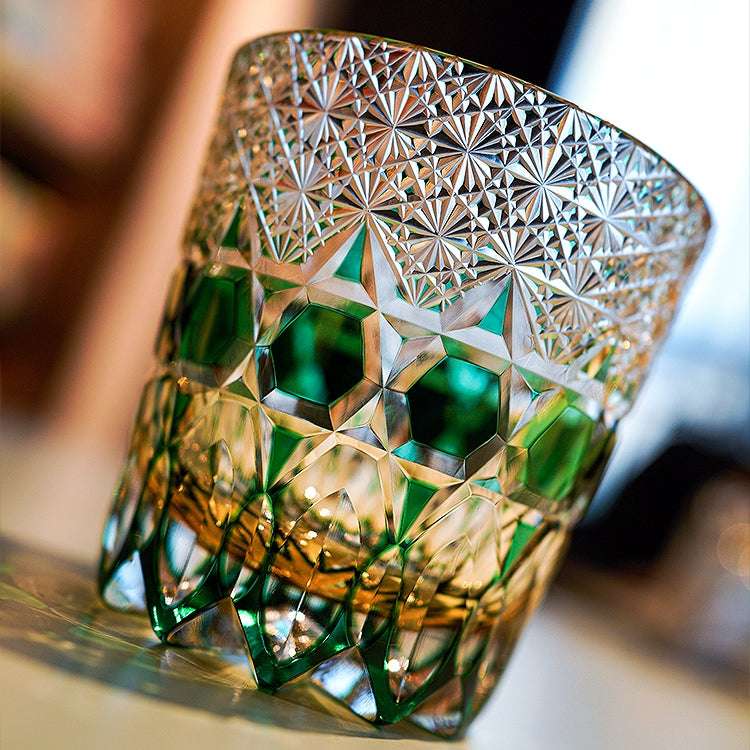 ClayWhispers Handcrafted Emerald Fluorite Whisky Glass With Wooden Box