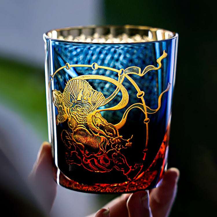 ClayWhispers Handcrafted Raijin Whisky Glass With Wooden Box