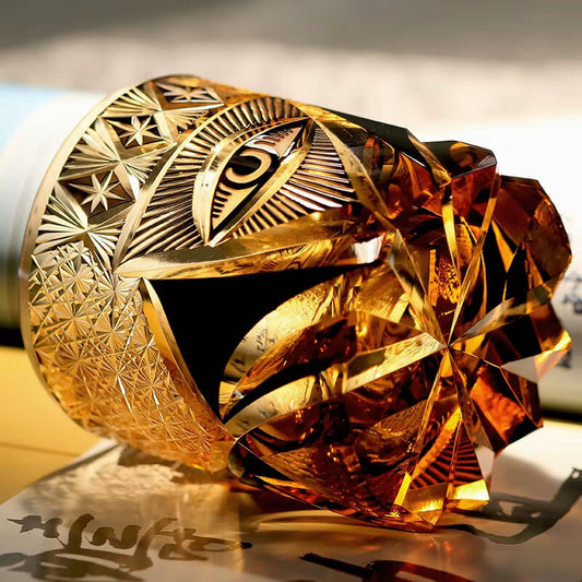 Edo Kiriko Amber God’s Eye Whiskey Glass