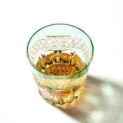 Edo Kiriko Emerald Prism | Hand Cut Crystal Whiskey Glass & Old Fashioned Rocks Glass | Luxury Gift in Wooden Box (10oz)