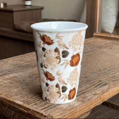 Handcrafted Embossed Coffee Cup with High-Temperature Underglaze (400ml)