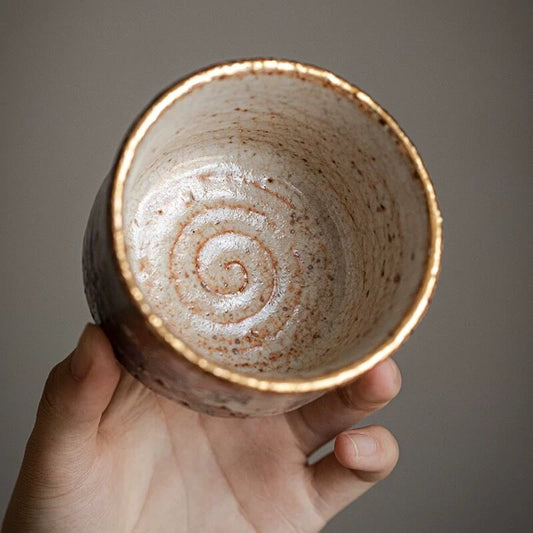 Hand-Painted Mahakala Tea Cup - Wabi-Sabi Style Ceramic Chawan