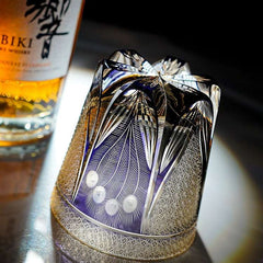 ClayWhispers Handcrafted Violet Peacock Whisky Glass With Wooden Box