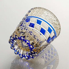 ClayWhispers Handcrafted Sapphire Motif Whisky Glass With Wooden Box