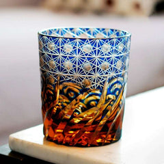 ClayWhispers Handcrafted Blue Amber Whisky Glass With Wooden Box