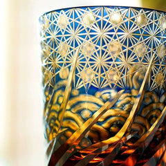 ClayWhispers Handcrafted Blue Amber Whisky Glass With Wooden Box