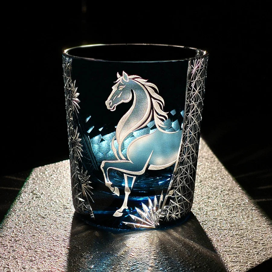 Edo Kiriko Meiba Whisky Glass — Japanese Hand-Cut Art With Gift Box