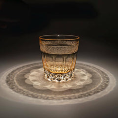 Edo Kiriko Amber Sakura Cut Glass – Handcrafted 320ml Drinkware