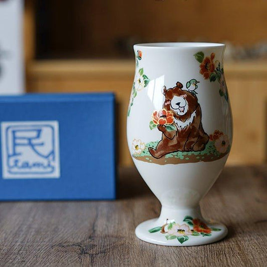 Japanese Tamikazu Hayashi Hand-painted Animal Theme Ceramic Tall Cup Gift Sets