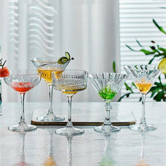 Patterned Martini Cocktail Glasses sets of two