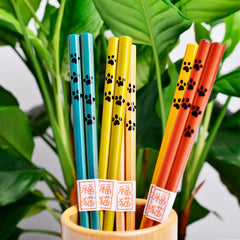Japanese PawPrint Wooden Chopsticks — Set of 5