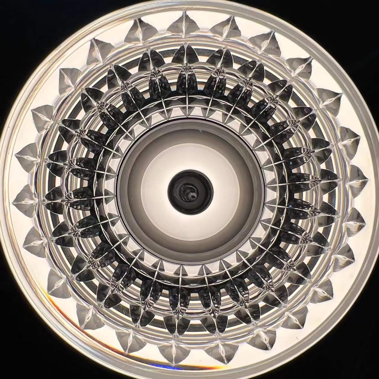 Edo Kiriko Crystal Royale whisky glass viewed from above showing radial cut base