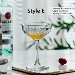 Patterned Martini Cocktail Glasses sets of two