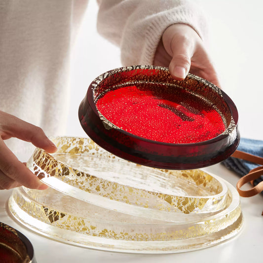 Toyo-Sasaki Handcrafted Gold Leaf Glass Plate Collection