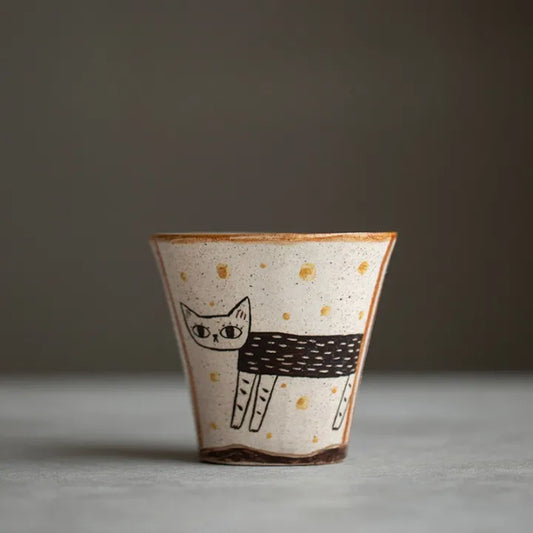 Cat Ceramic Coffee Mug – Original Cute Minimalist Tea Cup & Friendship Gift