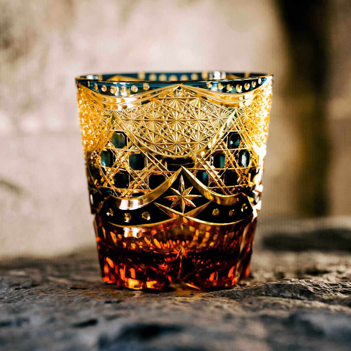 Edo Kiriko Golden Nightfall Hand-Cut Whisky Glass