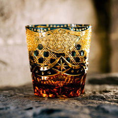 Edo Kiriko Golden Nightfall Hand-Cut Whisky Glass