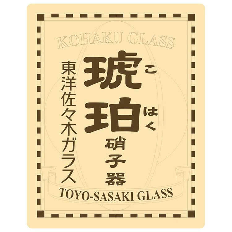Cream product label for Toyo-Sasaki Kohaku glass with Japanese lettering